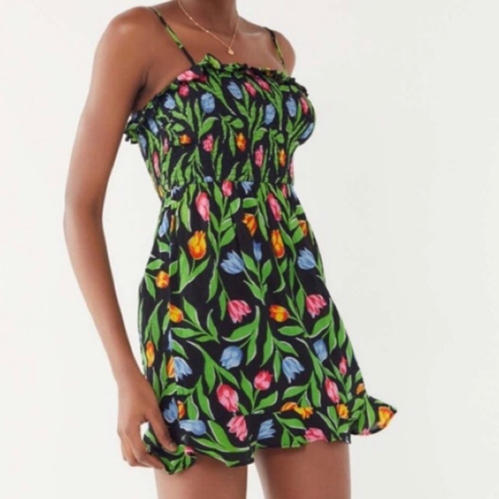 Urban Outfitters Floral Sabrina Gauze Mini Dress